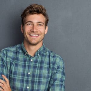 coping skills for happy man in plaid shirt