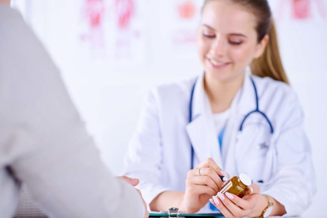 doctor explaining medication used for medical detoxification