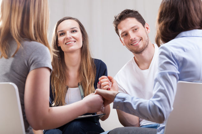 a group therapy session talking about serenity detox