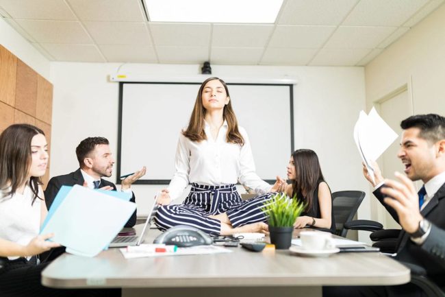 Woman meditate to maintain mental health