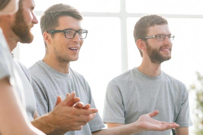 men attend a detox center