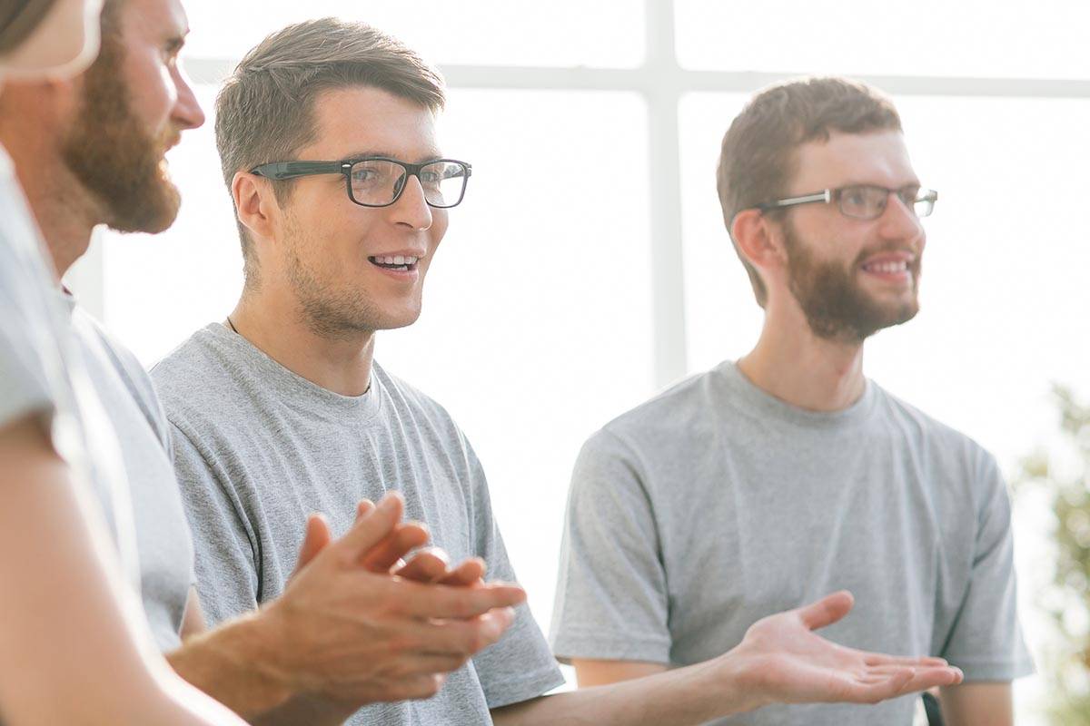 men attend a detox center